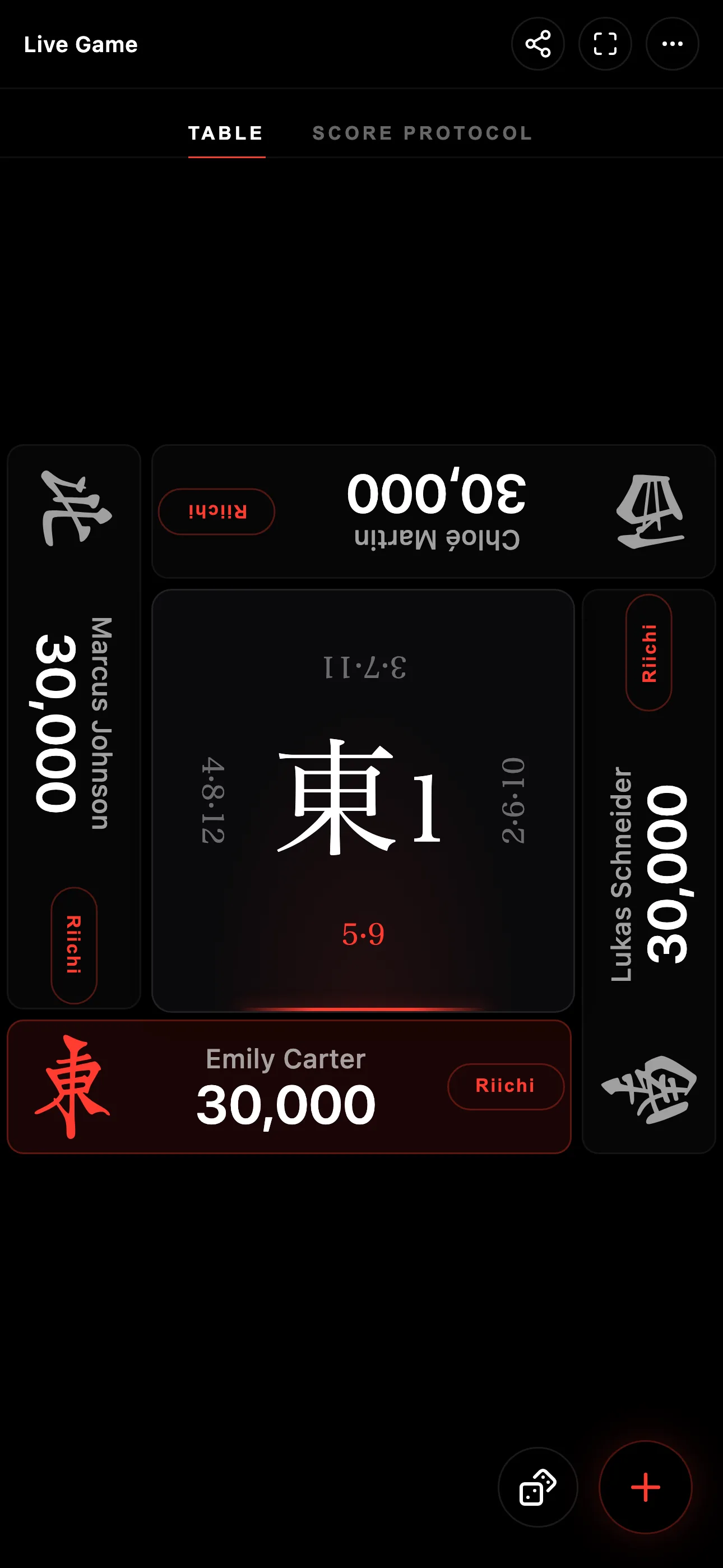 A live game tracker in progress