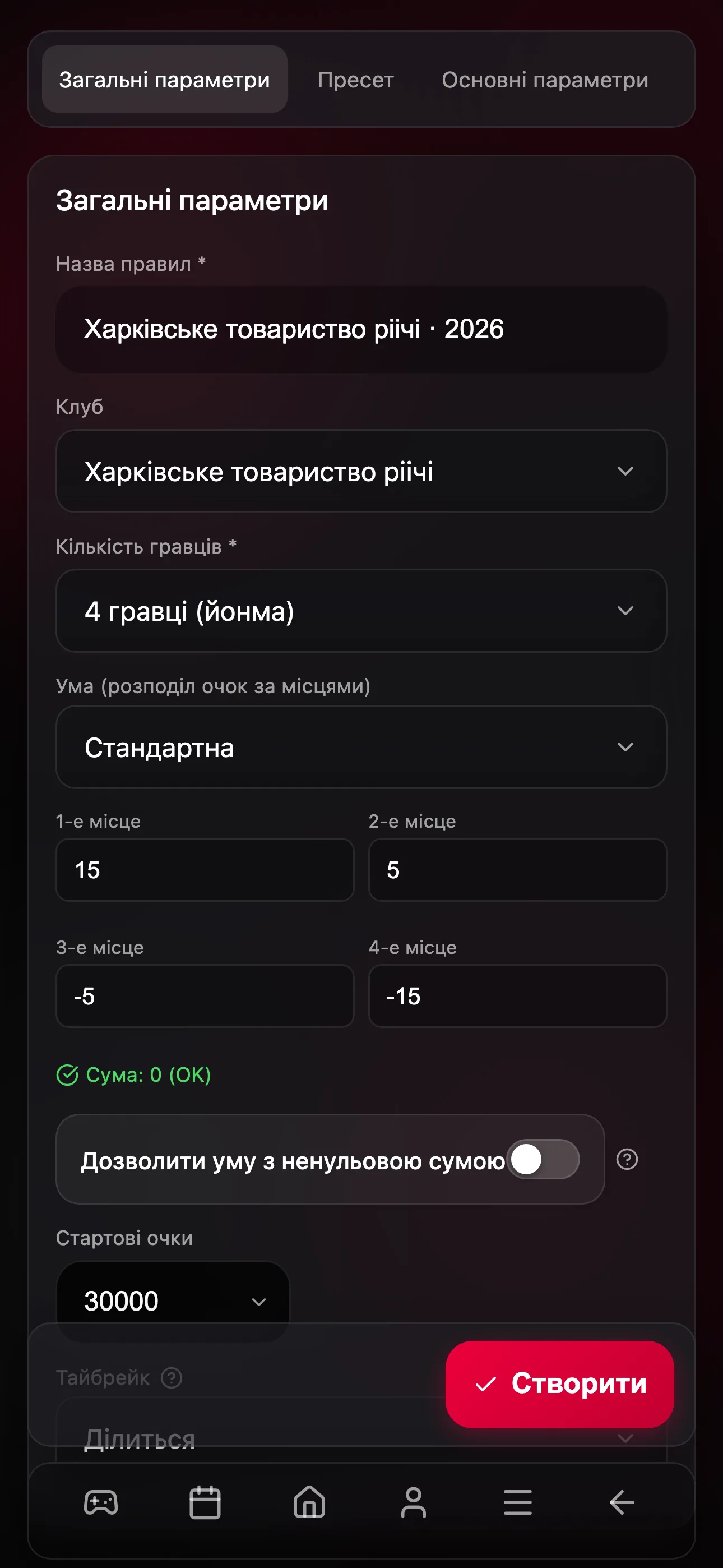 Назва, клуб, кількість гравців та ума